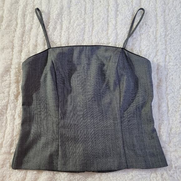 Tangents Women’s Sz 9 Gray Striped 3 Piece Pantsuit with Camisole Top, Blazer - Picture 5 of 16